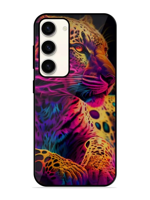 Leopard Art Glossy Metal Phone Cover for Samsung Galaxy S23 (5G) Zapvi