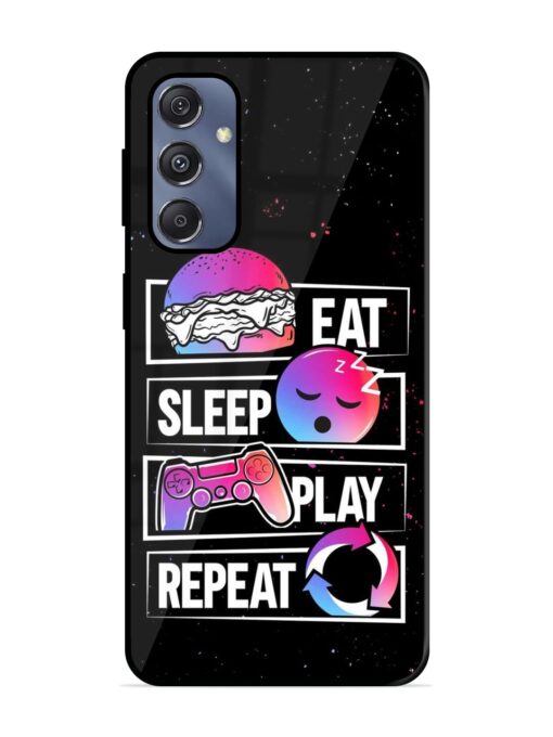 Eat Sleep Play Repeat Glossy Metal Phone Cover for Samsung Galaxy S23 Fe (5G) Zapvi