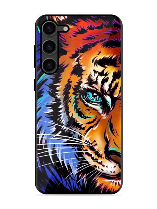 Colorful Lion Art Glossy Metal Phone Cover for Samsung Galaxy S23 Plus (5G) Zapvi