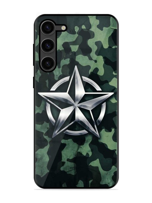 Indian Army Star Design Glossy Metal Phone Cover for Samsung Galaxy S23 Plus (5G) Zapvi