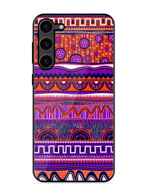 Ethnic Seamless Pattern Glossy Metal TPU Phone Cover for Samsung Galaxy S23 Plus (5G) Zapvi