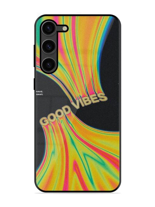 Good Vibes Glossy Metal Phone Cover for Samsung Galaxy S23 Plus (5G) Zapvi