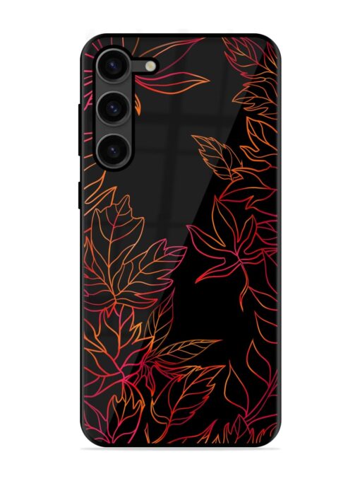 Red Floral Pattern Glossy Metal Phone Cover for Samsung Galaxy S23 Plus (5G) Zapvi