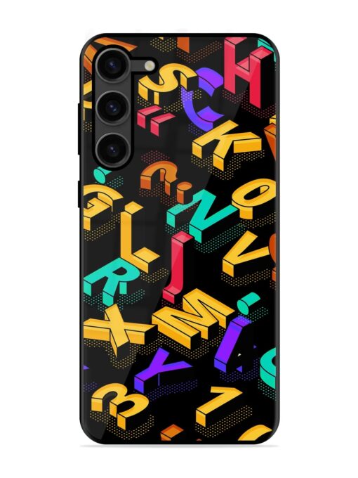 Seamless Pattern With Letters Glossy Metal Phone Cover for Samsung Galaxy S23 Plus (5G) Zapvi