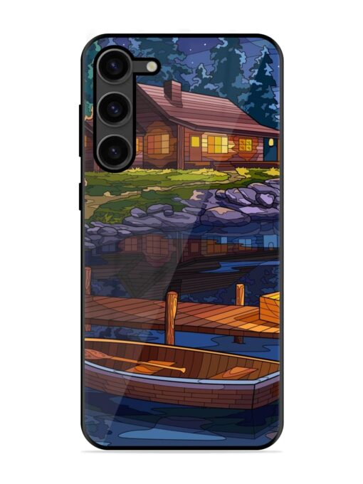 Village Night Scene Glossy Metal Phone Cover for Samsung Galaxy S23 Plus (5G) Zapvi