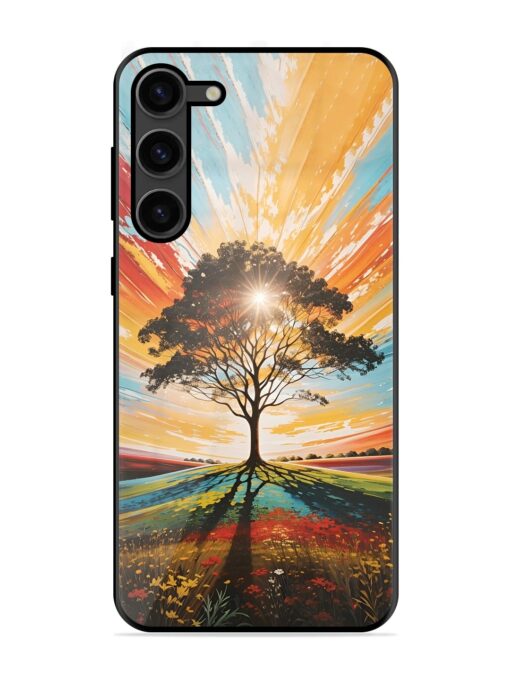 Abstract Tree Colorful Art Glossy Metal Phone Cover for Samsung Galaxy S23 Plus (5G) Zapvi