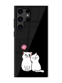 Cat Love Glossy Metal Phone Cover for Samsung Galaxy S23 Ultra