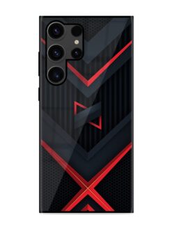 Red Gray Abstract Glossy Metal Phone Cover for Samsung Galaxy S23 Ultra