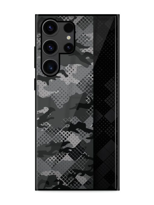 Dark Camouflage Glossy Metal Phone Cover for Samsung Galaxy S23 Ultra Zapvi