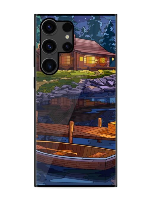 Village Night Scene Glossy Metal Phone Cover for Samsung Galaxy S23 Ultra Zapvi