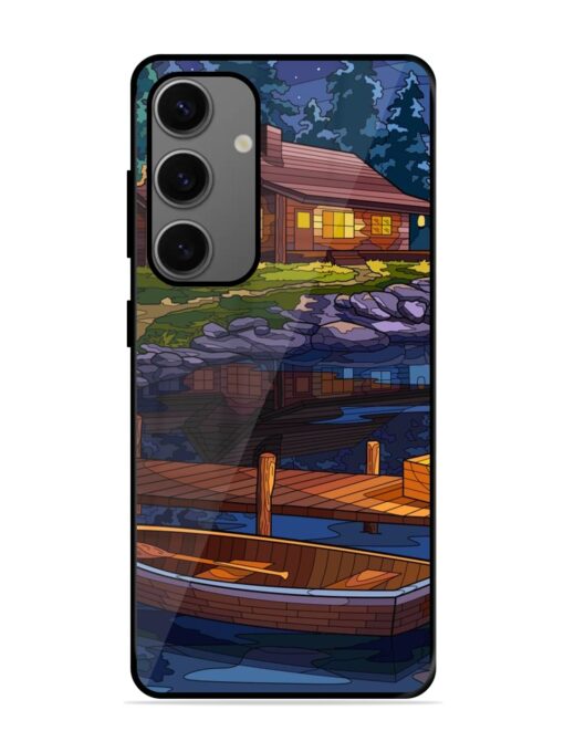 Village Night Scene Glossy Metal Phone Cover for Samsung Galaxy S24 (5G) Zapvi