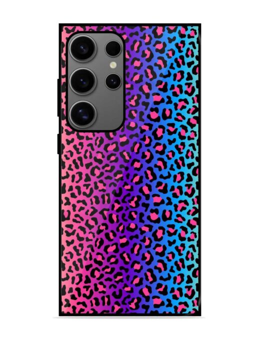 Colorful Leopard Seamless Glossy Metal Phone Cover for Samsung Galaxy S24 Ultra (5G) Zapvi