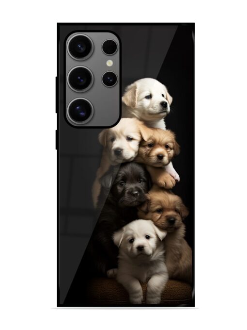 Cute Baby Dogs Glossy Metal Phone Cover for Samsung Galaxy S24 Ultra (5G) Zapvi