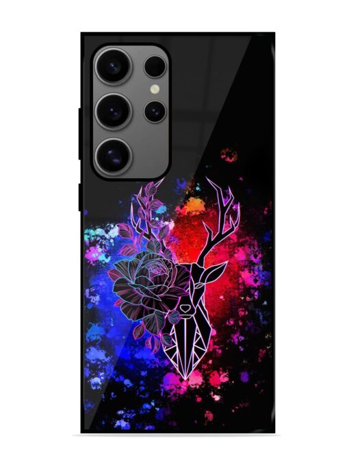 Floral Deer Art Glossy Metal Phone Cover for Samsung Galaxy S24 Ultra (5G) Zapvi