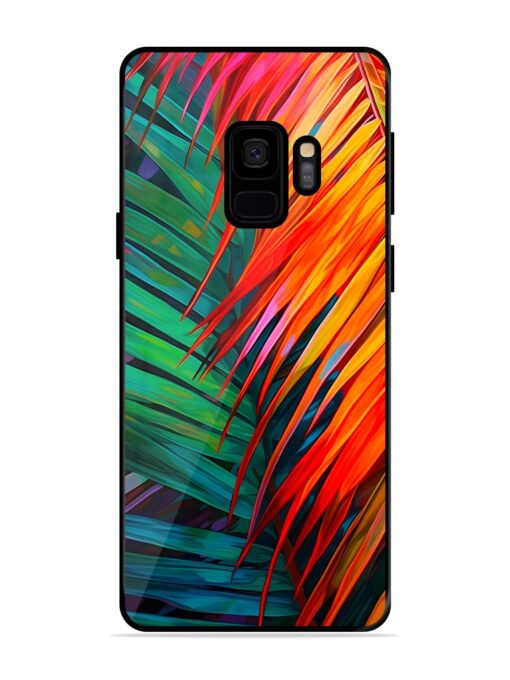 Painted Tropical Leaves Glossy Metal Phone Cover for Samsung Galaxy S9 Zapvi