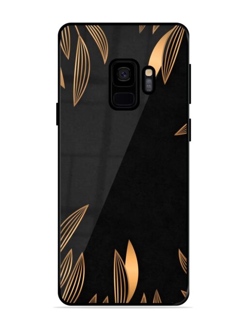 Golden Leaf Pattern Glossy Metal Phone Cover for Samsung Galaxy S9 Zapvi