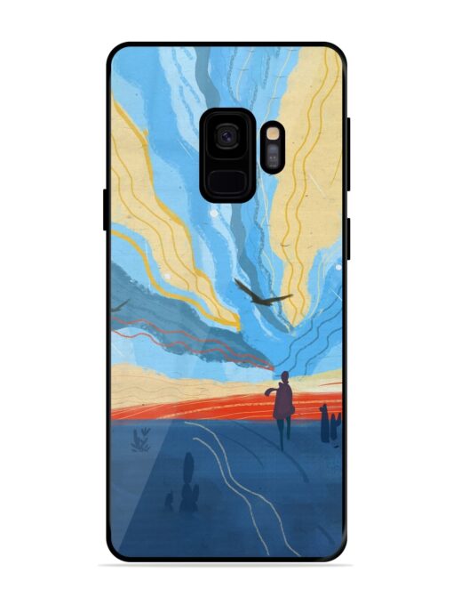 Minimal Abstract Landscape Glossy Metal Phone Cover for Samsung Galaxy S9 Zapvi