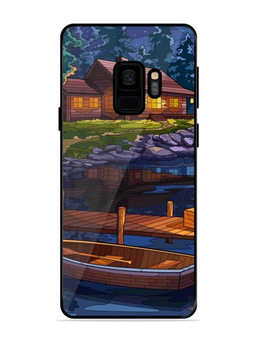 Village Night Scene Glossy Metal Phone Cover for Samsung Galaxy S9 Zapvi