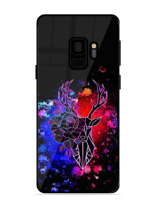 Floral Deer Art Glossy Metal Phone Cover for Samsung Galaxy S9 Zapvi