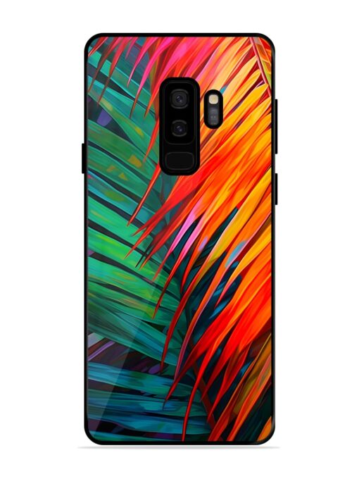 Painted Tropical Leaves Glossy Metal Phone Cover for Samsung Galaxy S9 Plus Zapvi