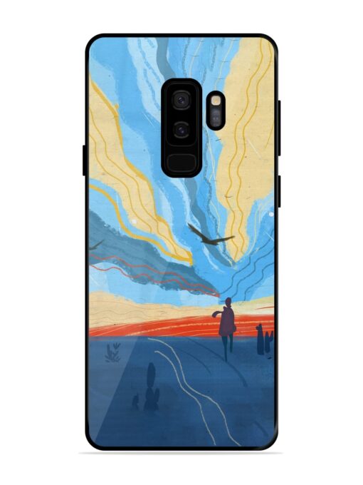 Minimal Abstract Landscape Glossy Metal Phone Cover for Samsung Galaxy S9 Plus Zapvi