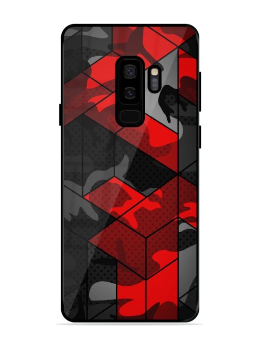 Royal Red Camouflage Pattern Glossy Metal Phone Cover for Samsung Galaxy S9 Plus Zapvi