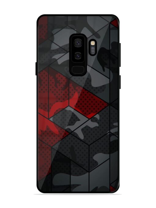 Red And Grey Pattern Glossy Metal Phone Cover for Samsung Galaxy S9 Plus Zapvi