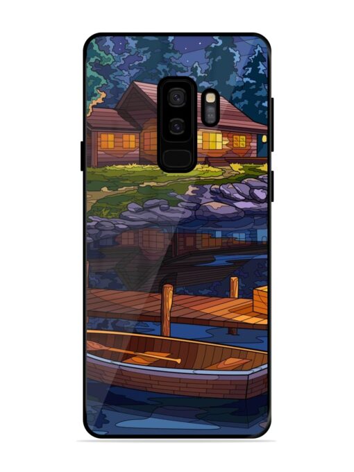 Village Night Scene Glossy Metal Phone Cover for Samsung Galaxy S9 Plus Zapvi