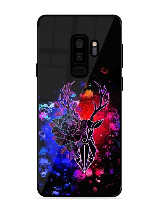 Floral Deer Art Glossy Metal Phone Cover for Samsung Galaxy S9 Plus Zapvi