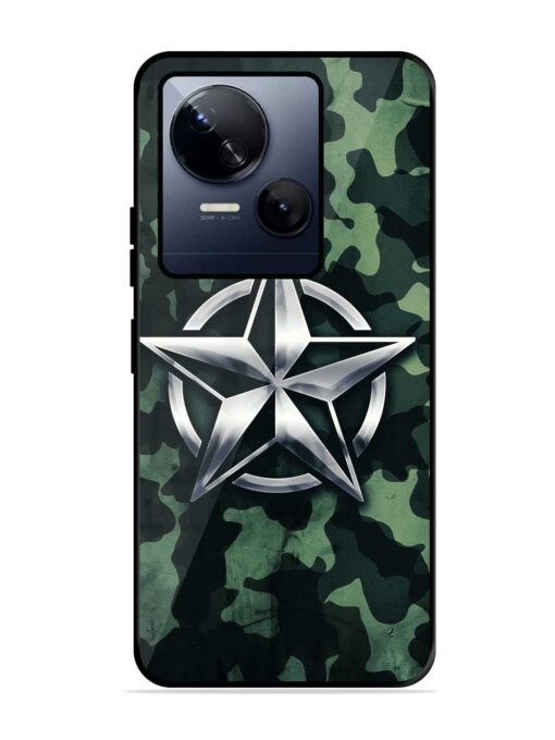 Indian Army Star Design Glossy Metal Phone Cover for Tecno Spark 10 (5G)