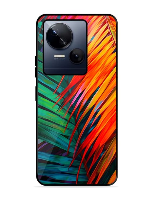 Painted Tropical Leaves Glossy Metal Phone Cover for Tecno Spark 10 (5G) Zapvi