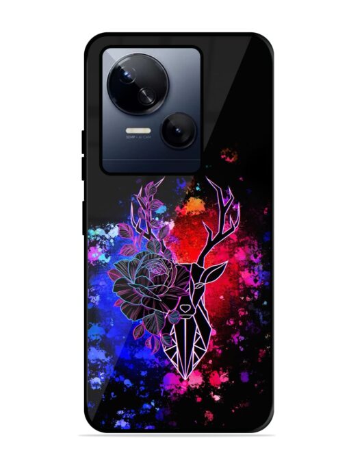 Floral Deer Art Glossy Metal Phone Cover for Tecno Spark 10 (5G) Zapvi