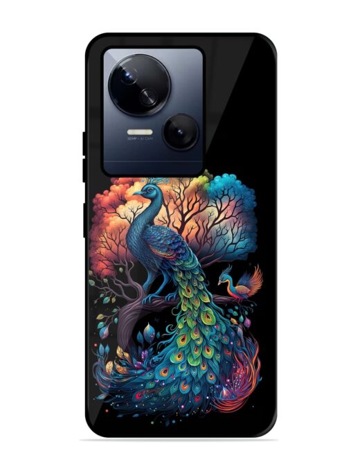 Peacock Tree Art Glossy Metal Phone Cover for Tecno Spark 10 (5G)