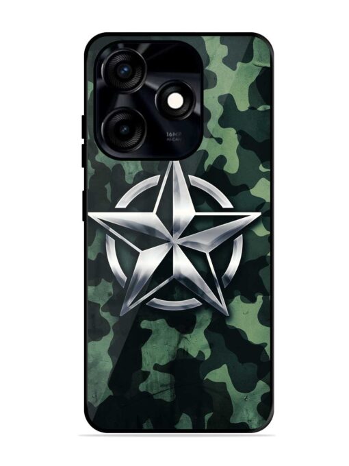 Indian Army Star Design Glossy Metal Phone Cover for Tecno Spark 10C Zapvi