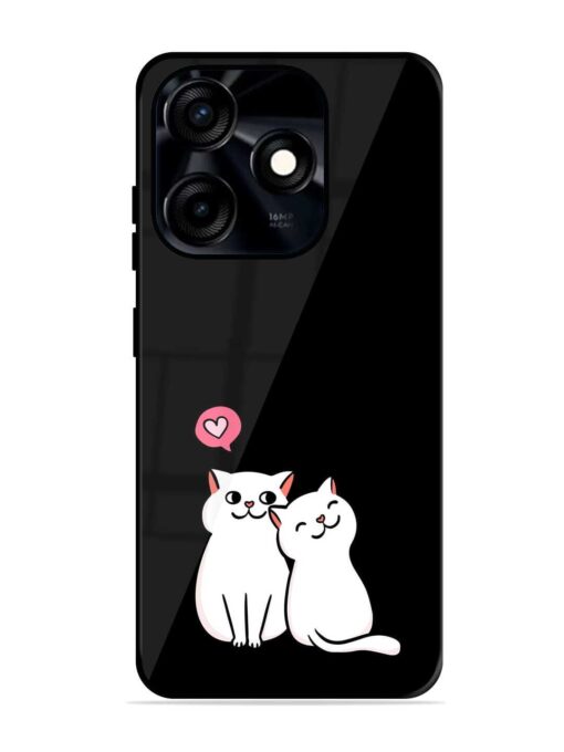 Cat Love Glossy Metal Phone Cover for Tecno Spark 10C Zapvi