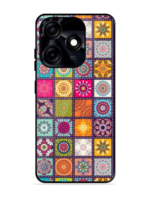 Seamless Pattern Vintage Glossy Metal Phone Cover for Tecno Spark 10C Zapvi