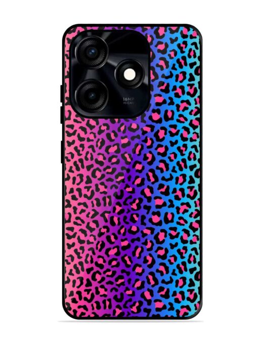 Colorful Leopard Seamless Glossy Metal Phone Cover for Tecno Spark 10C