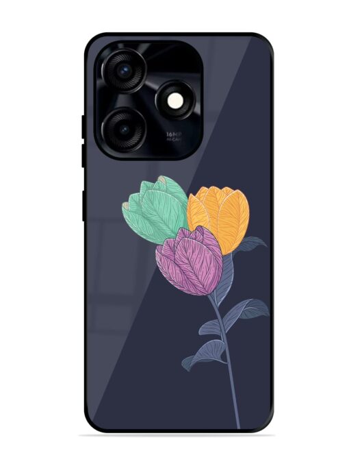 Flower Vector Glossy Metal Phone Cover for Tecno Spark 10C Zapvi