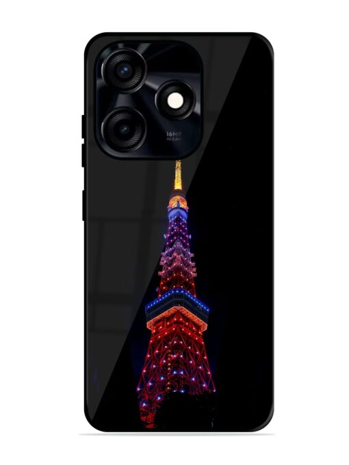 Eiffel Tower Night View Glossy Metal Phone Cover for Tecno Spark 10C Zapvi