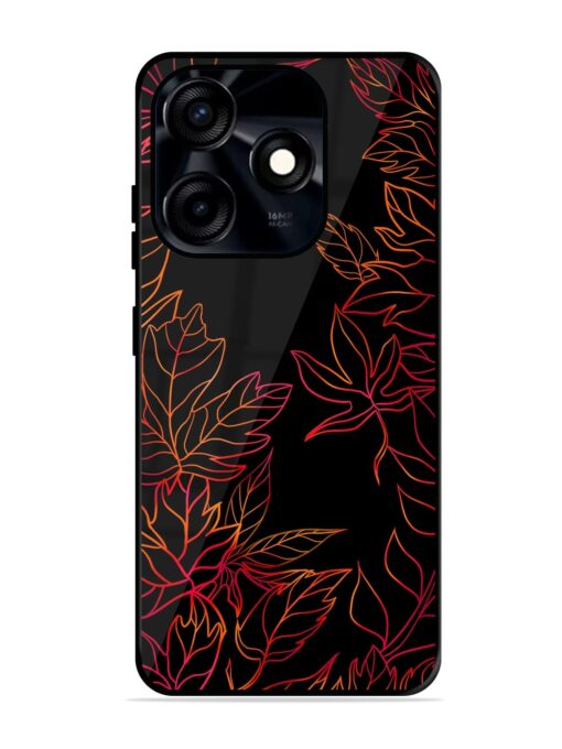 Red Floral Pattern Glossy Metal Phone Cover for Tecno Spark 10C Zapvi