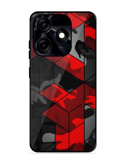 Royal Red Camouflage Pattern Glossy Metal Phone Cover for Tecno Spark 10C Zapvi