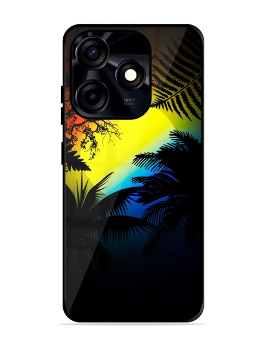 Colorful Sunset With Palm Trees Glossy Metal Phone Cover for Tecno Spark 10C