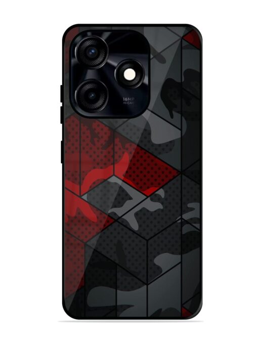 Red And Grey Pattern Glossy Metal Phone Cover for Tecno Spark 10C Zapvi