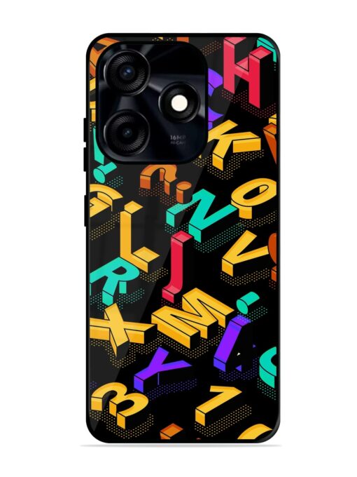 Seamless Pattern With Letters Glossy Metal Phone Cover for Tecno Spark 10C Zapvi