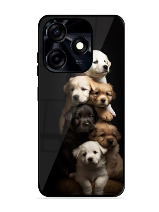 Cute Baby Dogs Glossy Metal Phone Cover for Tecno Spark 10C