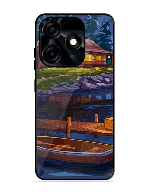 Village Night Scene Glossy Metal Phone Cover for Tecno Spark 10C Zapvi