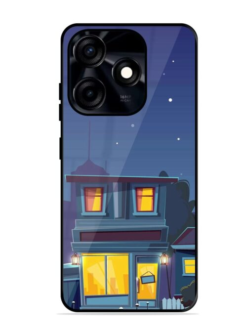 Vector Night House Glossy Metal Phone Cover for Tecno Spark 10C Zapvi