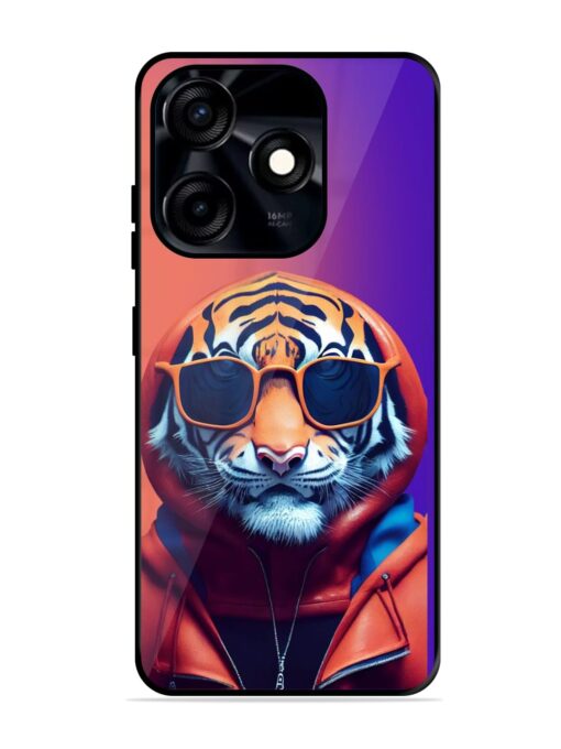 Tiger Animation Glossy Metal Phone Cover for Tecno Spark 10C Zapvi