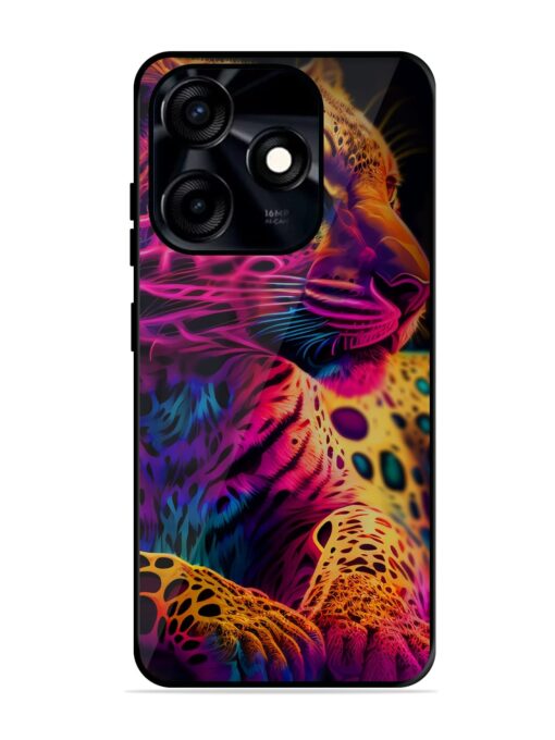 Leopard Art Glossy Metal Phone Cover for Tecno Spark 10C Zapvi