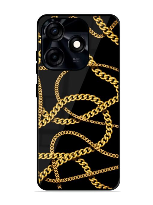 Decorative Golde Chain Glossy Metal Phone Cover for Tecno Spark 10C Zapvi